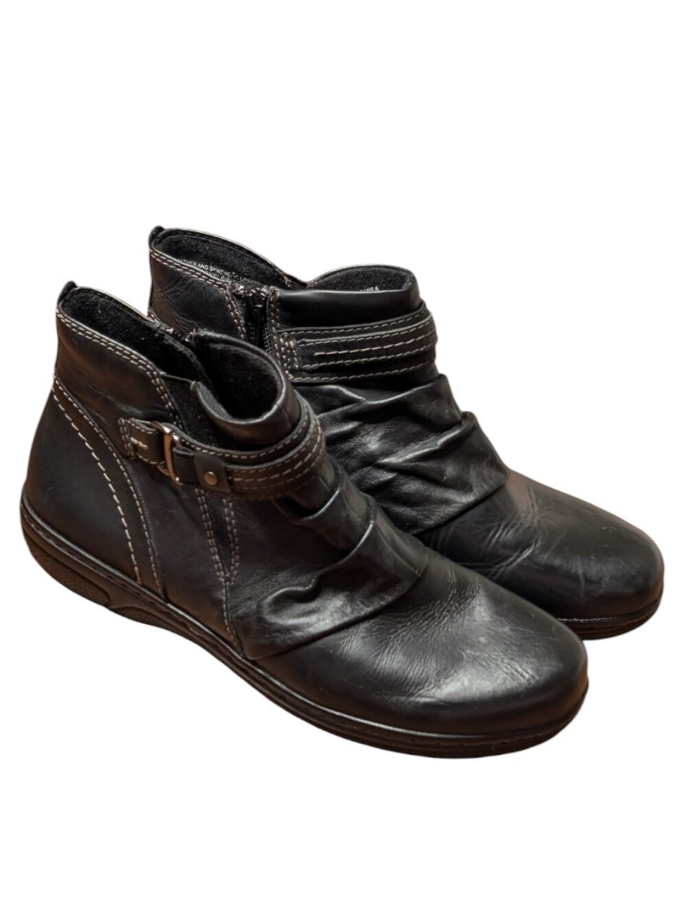 Earth Origins Glendale Gamila Black Leather Slouch Ankle Booties Boots Size 8M